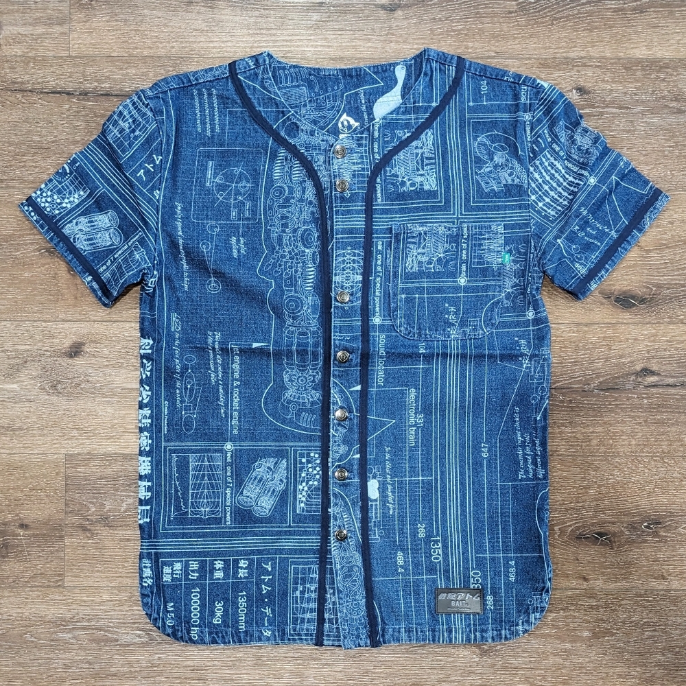 Bait x Astro Boy denim baseball (BLUE) jersey - SIZE M
